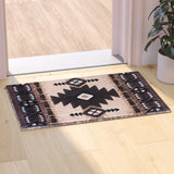 English Elm 2' x 3' Traditional Southwestern Style Area Rug - Olefin Fibers with Jute Backing