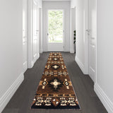 Southwestern Style 2' x 10' Area Rug - Durable Olefin Fibers, Jute Backing