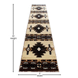 English Elm 2' x 10' Traditional Southwestern Style Area Rug - Olefin Fibers with Jute Backing