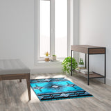 Collection 3' x 5' Rectangular Traditional Southwestern Style Area Rug - Olefin Fibers with Jute Backing