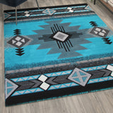 English Elm 5' x 7' Traditional Southwestern Style Area Rug - Olefin Fibers with Jute Backing