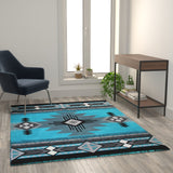 English Elm 5' x 7' Traditional Southwestern Style Area Rug - Olefin Fibers with Jute Backing