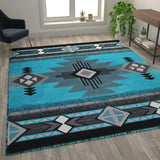 English Elm 8' x 10' Traditional Southwestern Style Area Rug - Olefin Fibers with Jute Backing