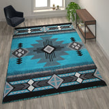 English Elm 8' x 10' Traditional Southwestern Style Area Rug - Olefin Fibers with Jute Backing