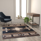 English Elm 5' x 7' Traditional Southwestern Style Area Rug - Olefin Fibers with Jute Backing