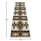 English Elm 2' x 7' Traditional Southwestern Style Area Rug - Olefin Fibers with Jute Backing