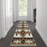 English Elm 2' x 7' Traditional Southwestern Style Area Rug - Olefin Fibers with Jute Backing