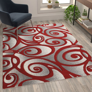 English Elm Modern High-Low Pile Swirled 5' x 7' Area Rug - Olefin Accent Rug - Entryway, Bedroom, Living Room