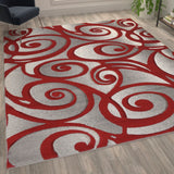 English Elm Modern High-Low Pile Swirled 8' x 10' Area Rug - Olefin Accent Rug - Entryway, Bedroom, Living Room