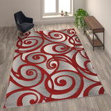 Modern High-Low Pile Swirled 8' x 10' Area Rug - Olefin Accent Rug - Entryway, Bedroom, Living Room