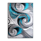 English Elm 5' x 7' Olefin Ocean Waves Pattern Area Rug with Jute Backing for Entryway, Living Room, Bedroom