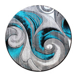 English Elm 8' x 8' Round Olefin Ocean Waves Pattern Area Rug with Jute Backing - Entryway, Living Room, Bedroom