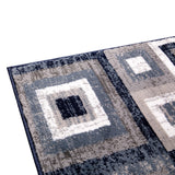 English Elm Geometric 2' x 7' , Grey, and White Olefin Area Rug with Cotton Backing, Living Room, Bedroom