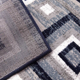 English Elm Geometric 5' x 7' , Grey, and White Olefin Area Rug with Cotton Backing, Living Room, Bedroom