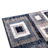 English Elm Geometric 5' x 7' , Grey, and White Olefin Area Rug with Cotton Backing, Living Room, Bedroom