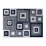 English Elm Geometric 5' x 7' , Grey, and White Olefin Area Rug with Cotton Backing, Living Room, Bedroom