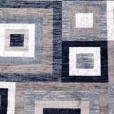 English Elm Geometric 5' x 5' , Grey, and White Round Olefin Area Rug with Cotton Backing, Living Room, Bedroom