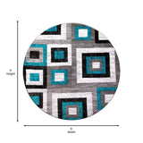 English Elm Geometric 5' x 5' , Grey, and White Round Olefin Area Rug with Cotton Backing, Living Room, Bedroom