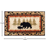 English Elm 2' x 3' Rustic Lodge Wandering Black Bear and Cub Area Rug with Jute Backing