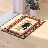 English Elm 2' x 3' Rustic Lodge Wandering Black Bear and Cub Area Rug with Jute Backing