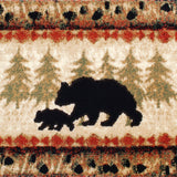 English Elm 2' x 3' Rustic Lodge Wandering Black Bear and Cub Area Rug with Jute Backing