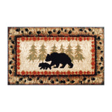 English Elm 2' x 3' Rustic Lodge Wandering Black Bear and Cub Area Rug with Jute Backing