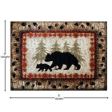 English Elm 4' x 5' Rustic Lodge Wandering Black Bear and Cub Area Rug with Jute Backing