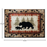 English Elm 5' x 7' Rustic Lodge Wandering Black Bear and Cub Area Rug with Jute Backing