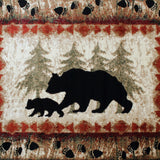 English Elm 5' x 7' Rustic Lodge Wandering Black Bear and Cub Area Rug with Jute Backing