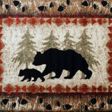 English Elm 6' x 9' Rustic Lodge Wandering Black Bear and Cub Area Rug with Jute Backing