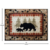 English Elm 8' x 10' Rustic Lodge Wandering Black Bear and Cub Area Rug with Jute Backing