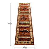 English Elm 2' x 7' Bucking Bronco Cowboy Area Rug with Jute Backing for Indoor Use