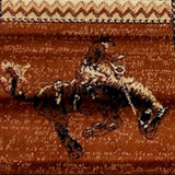 English Elm 2' x 7' Bucking Bronco Cowboy Area Rug with Jute Backing for Indoor Use