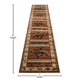 English Elm 2' x 11' Bucking Bronco Cowboy Area Rug with Jute Backing for Indoor Use