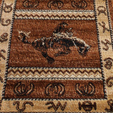 English Elm 2' x 11' Bucking Bronco Cowboy Area Rug with Jute Backing for Indoor Use