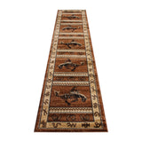 English Elm 2' x 11' Bucking Bronco Cowboy Area Rug with Jute Backing for Indoor Use