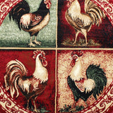 English Elm 6' x 6' Round Rooster Themed Olefin Area Rug with Jute Backing for Kitchen, Living Room, Bedroom