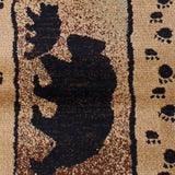 English Elm 2' x 10' Black Rustic Style Bear and Cub Area Rug with Jute Backing