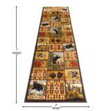 English Elm Beige 2' x 7' Wilderness Bear and Moose Area Rug with Jute Backing for Indoor Use