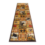 English Elm Beige 2' x 7' Wilderness Bear and Moose Area Rug with Jute Backing for Indoor Use