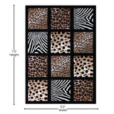 English Elm 5' x 7' Modern Animal Print Olefin Area Rug with Cheetah, Leopard, Zebra and Giraffe Design Raised Squares