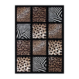 English Elm 5' x 7' Modern Animal Print Olefin Area Rug with Cheetah, Leopard, Zebra and Giraffe Design Raised Squares