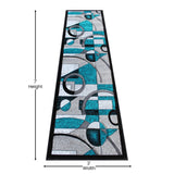 English Elm 2' x 7' Geometric Abstract Area Rug - Olefin Rug with Jute Backing - Hallway, Entryway, or Bedroom