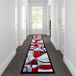 English Elm 3' x 10' Geometric Abstract Area Rug - Olefin Rug with Jute Backing - Hallway, Entryway, or Bedroom