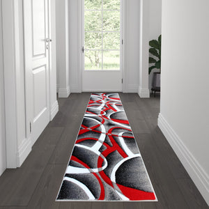 English Elm 2' x 7' Abstract Area Rug - Olefin Rug with Jute Backing - Entryway, Living Room or Bedroom