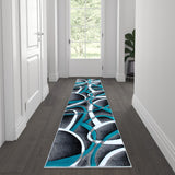 English Elm 2' x 7' Abstract Area Rug - Olefin Rug with Jute Backing - Entryway, Living Room or Bedroom