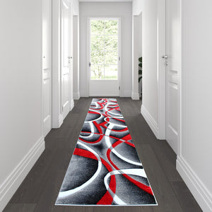 English Elm 3' x 10' Abstract Area Rug - Olefin Rug with Jute Backing - Entryway, Living Room or Bedroom