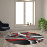 English Elm 5' x 5' Round Abstract Area Rug - Olefin Rug with Jute Backing - Entryway, Living Room or Bedroom