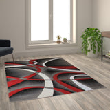 English Elm 5' x 7' Abstract Area Rug - Olefin Rug with Jute Backing - Entryway, Living Room or Bedroom