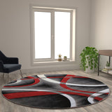 8' x 8' Round Abstract Area Rug - Olefin Rug with Jute Backing - Entryway, Living Room or Bedroom